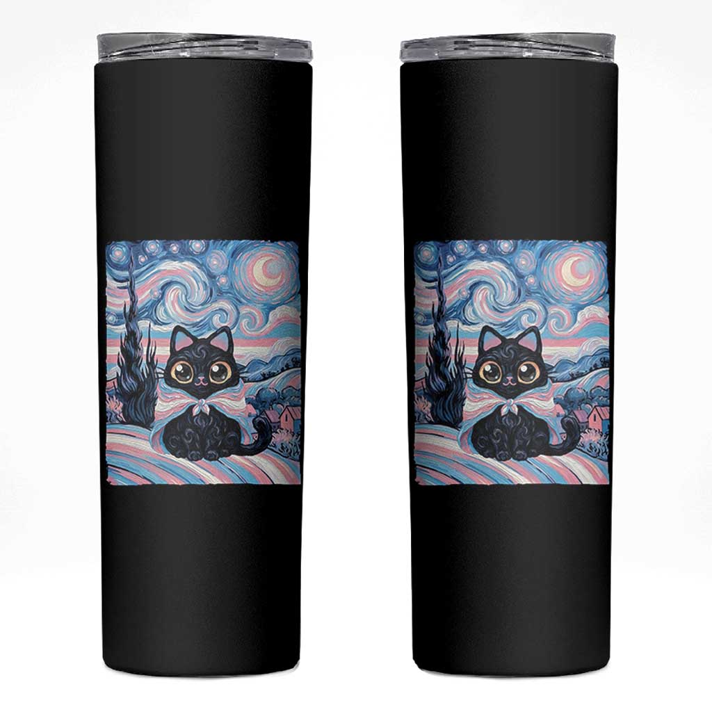 Funny Transgender Cat Starry Night Skinny Tumbler LGBTQ Pride Support Gift