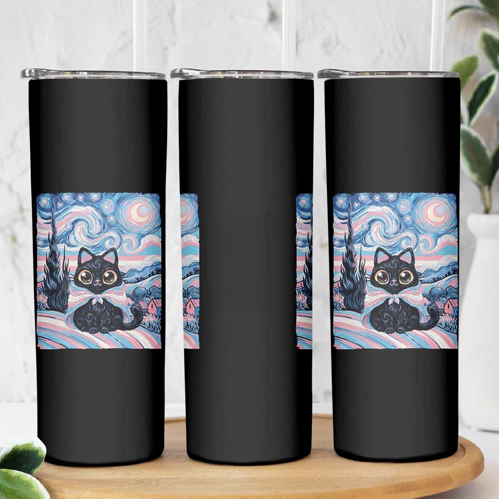 Funny Transgender Cat Starry Night Skinny Tumbler LGBTQ Pride Support Gift