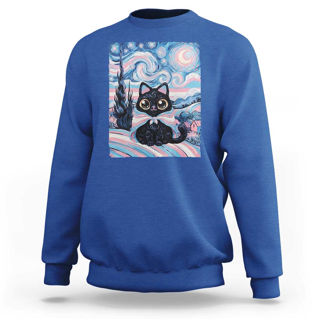 Funny Transgender Cat Starry Night Sweatshirt LGBTQ Pride Support Gift
