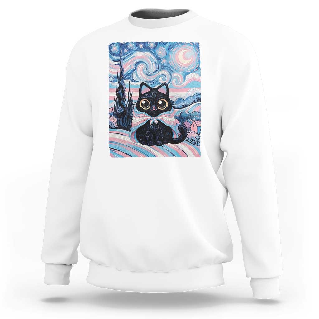 Funny Transgender Cat Starry Night Sweatshirt LGBTQ Pride Support Gift