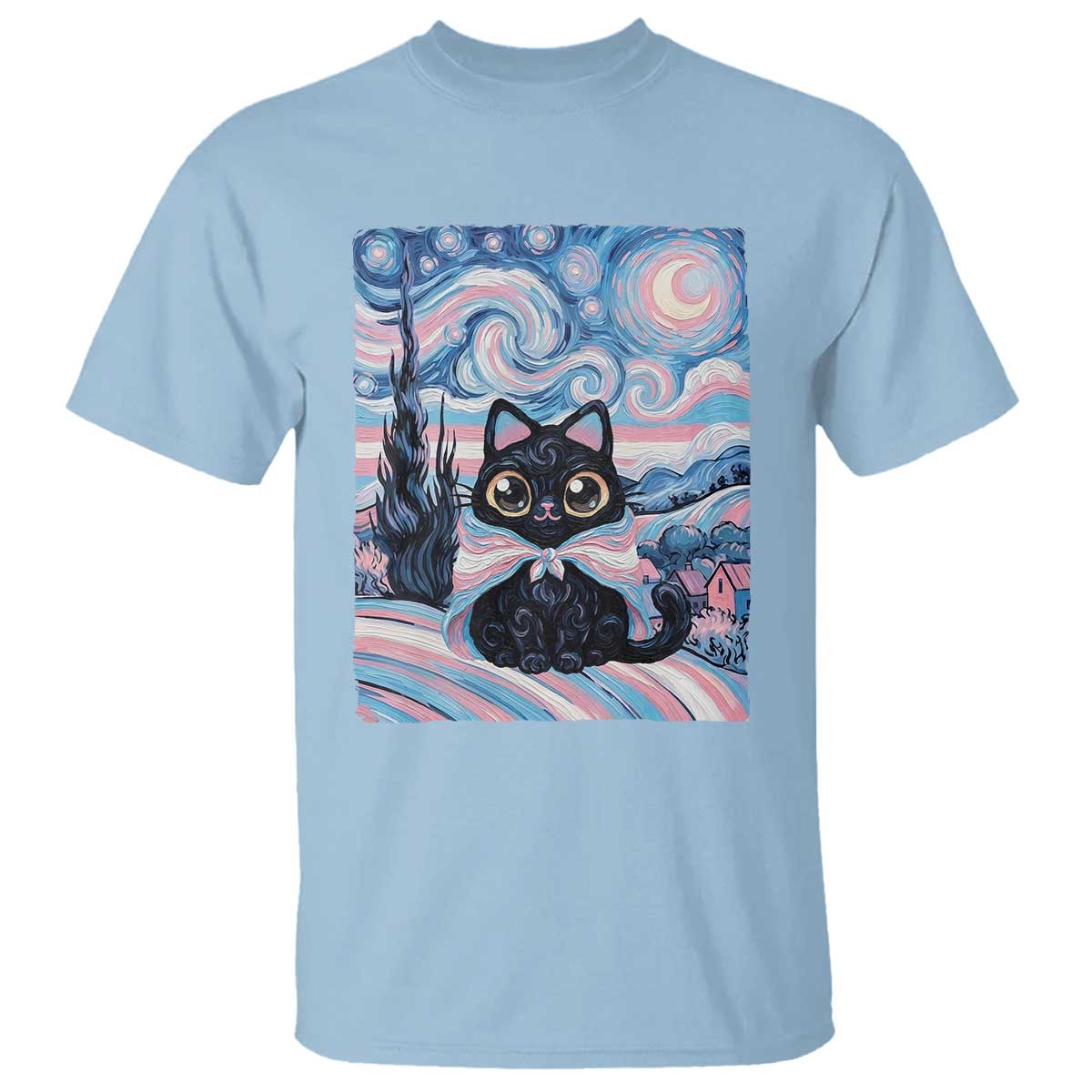 Funny Transgender Cat Starry Night T Shirt LGBTQ Pride Support Gift