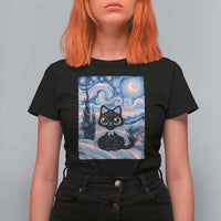 Funny Transgender Cat Starry Night T Shirt For Women LGBTQ Pride Support Gift