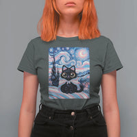 Funny Transgender Cat Starry Night T Shirt For Women LGBTQ Pride Support Gift