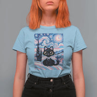 Funny Transgender Cat Starry Night T Shirt For Women LGBTQ Pride Support Gift
