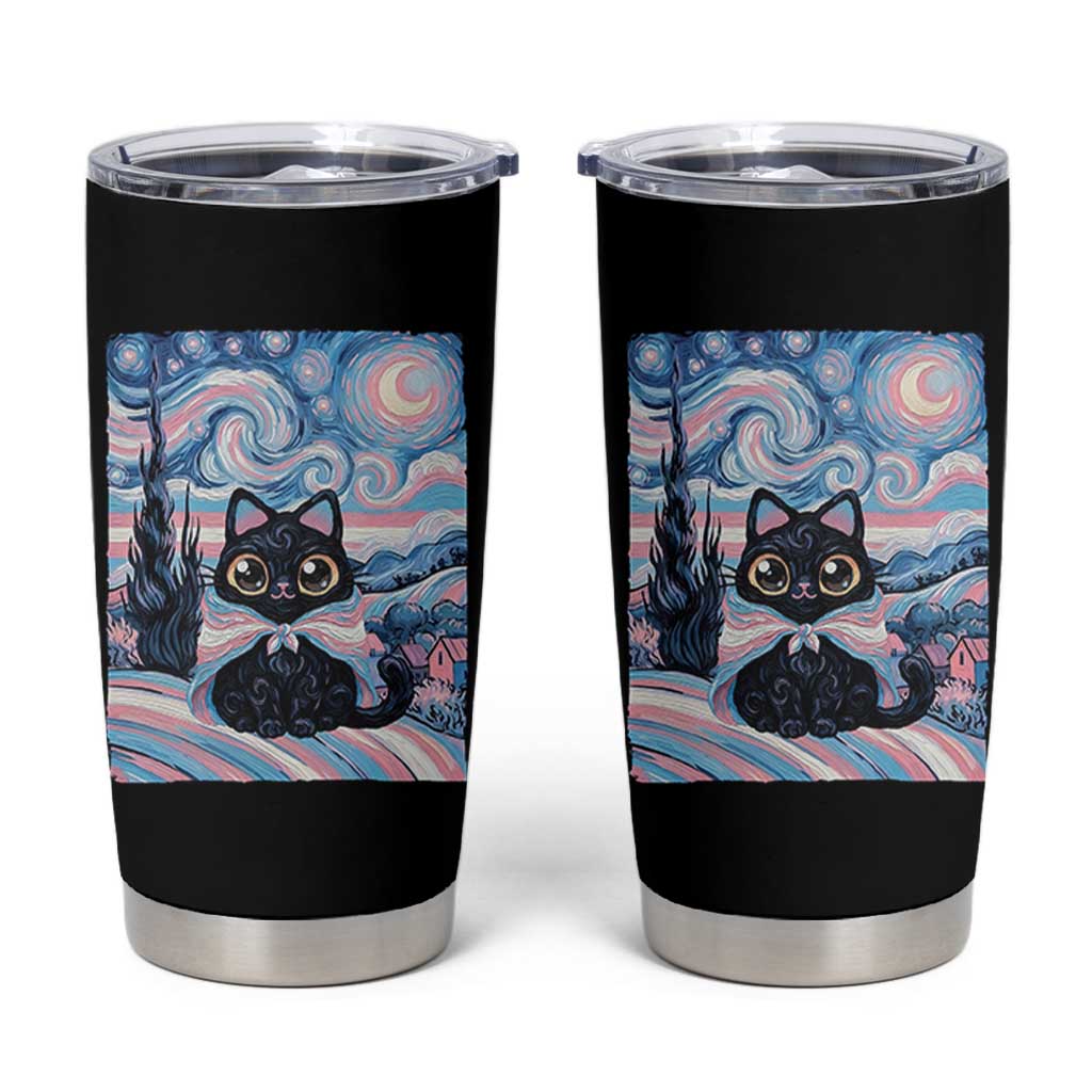 Funny Transgender Cat Starry Night Tumbler Cup LGBTQ Pride Support Gift