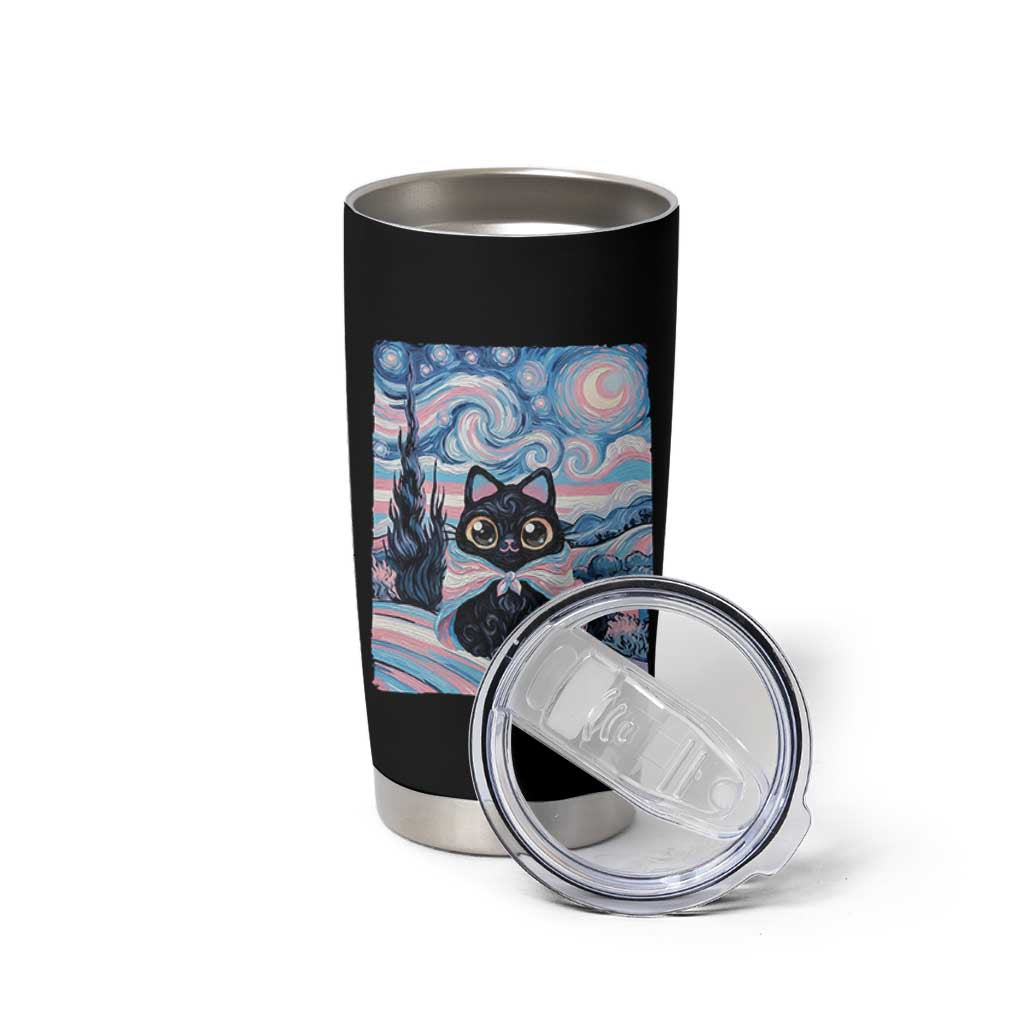 Funny Transgender Cat Starry Night Tumbler Cup LGBTQ Pride Support Gift