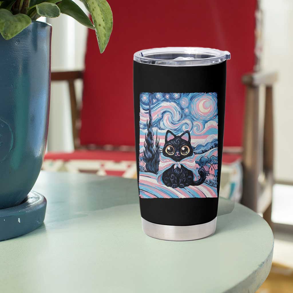 Funny Transgender Cat Starry Night Tumbler Cup LGBTQ Pride Support Gift
