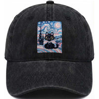 Funny Transgender Cat Starry Night Washed Cotton Baseball Cap LGBTQ Pride Support Gift