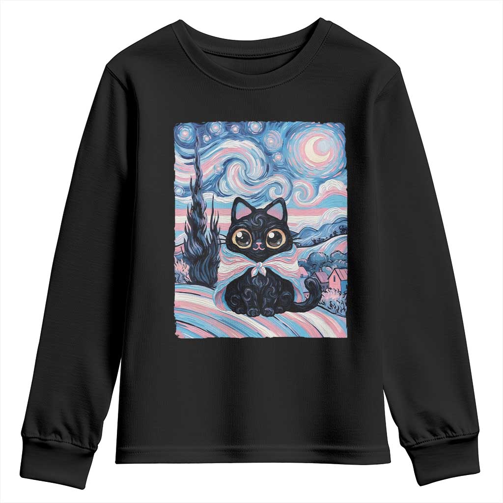 Funny Transgender Cat Starry Night Youth Sweatshirt LGBTQ Pride Support Gift