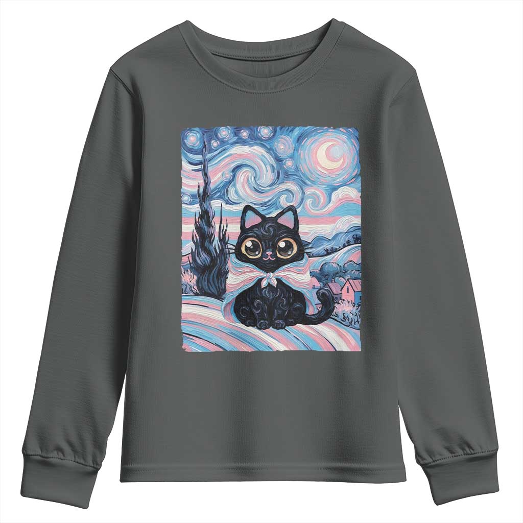 Funny Transgender Cat Starry Night Youth Sweatshirt LGBTQ Pride Support Gift