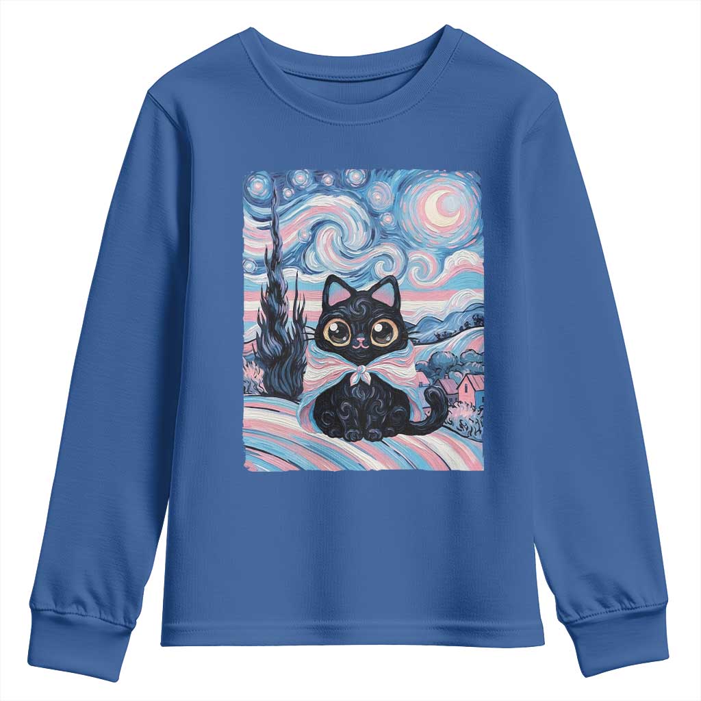 Funny Transgender Cat Starry Night Youth Sweatshirt LGBTQ Pride Support Gift