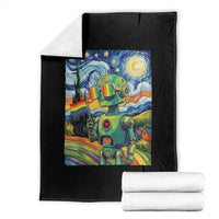 Funny Rainbow Starry Night Robot Pride Throw Blanket LGBTQ Geeky Gift