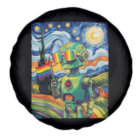Funny Rainbow Starry Night Robot Pride Spare Tire Cover LGBTQ Geeky Gift