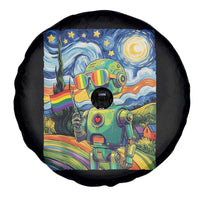 Funny Rainbow Starry Night Robot Pride Spare Tire Cover LGBTQ Geeky Gift