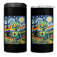 Funny Rainbow Starry Night Robot Pride 4 in 1 Can Cooler Tumbler LGBTQ Geeky Gift