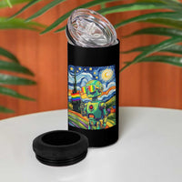 Funny Rainbow Starry Night Robot Pride 4 in 1 Can Cooler Tumbler LGBTQ Geeky Gift