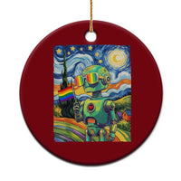 Funny Rainbow Starry Night Robot Pride Ceramic Ornament LGBTQ Geeky Gift
