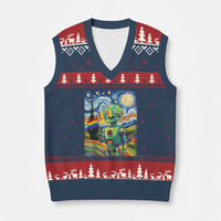 Funny Rainbow Starry Night Robot Pride V-Neck Knit Sweater Vest LGBTQ Geeky Gift