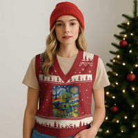 Funny Rainbow Starry Night Robot Pride V-Neck Knit Sweater Vest LGBTQ Geeky Gift