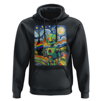 Funny Rainbow Starry Night Robot Pride Hoodie LGBTQ Geeky Gift