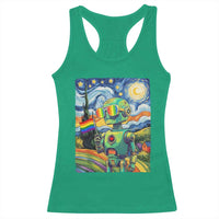 Funny Rainbow Starry Night Robot Pride Racerback Tank Top LGBTQ Geeky Gift
