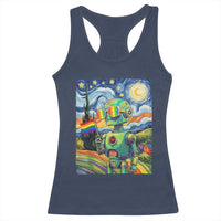 Funny Rainbow Starry Night Robot Pride Racerback Tank Top LGBTQ Geeky Gift