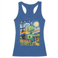 Funny Rainbow Starry Night Robot Pride Racerback Tank Top LGBTQ Geeky Gift