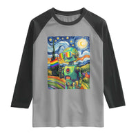 Funny Rainbow Starry Night Robot Pride Raglan Shirt LGBTQ Geeky Gift