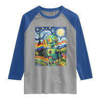 Funny Rainbow Starry Night Robot Pride Raglan Shirt LGBTQ Geeky Gift