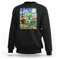 Funny Rainbow Starry Night Robot Pride Sweatshirt LGBTQ Geeky Gift