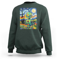 Funny Rainbow Starry Night Robot Pride Sweatshirt LGBTQ Geeky Gift