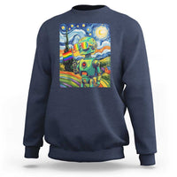 Funny Rainbow Starry Night Robot Pride Sweatshirt LGBTQ Geeky Gift