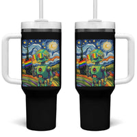 Funny Rainbow Starry Night Robot Pride Tumbler With Handle LGBTQ Geeky Gift