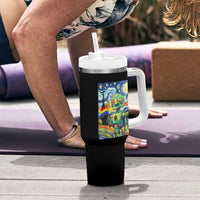 Funny Rainbow Starry Night Robot Pride Tumbler With Handle LGBTQ Geeky Gift