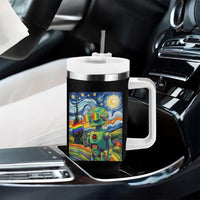 Funny Rainbow Starry Night Robot Pride Tumbler With Handle LGBTQ Geeky Gift