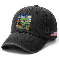 Funny Rainbow Starry Night Robot Pride Washed Cotton Baseball Cap LGBTQ Geeky Gift