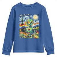 Funny Rainbow Starry Night Robot Pride Youth Sweatshirt LGBTQ Geeky Gift