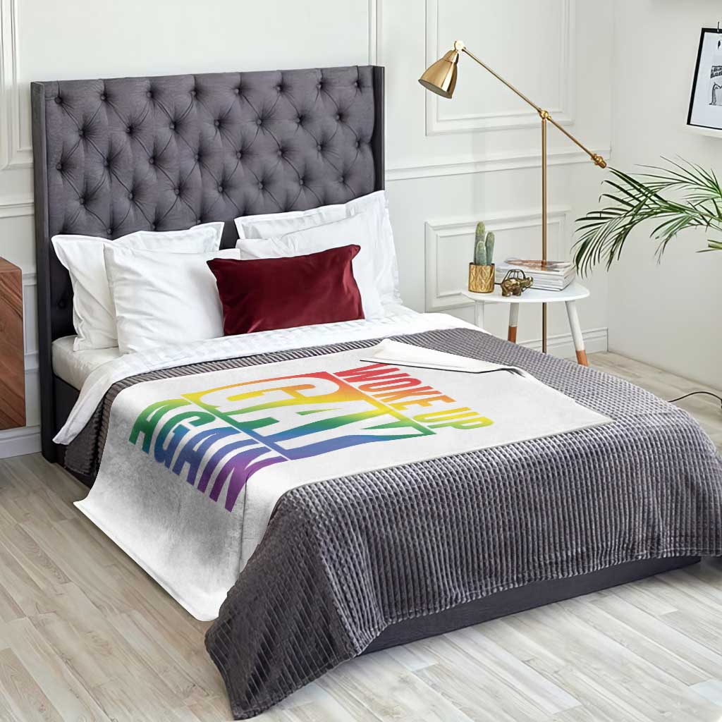 Funny LGBTQ Pride Month Throw Blanket Woke Up Gay Again