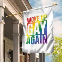 Funny LGBTQ Pride Month Garden Flag Woke Up Gay Again