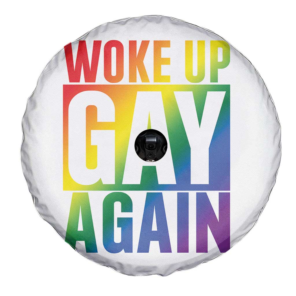 Funny LGBTQ Pride Month Spare Tire Cover Woke Up Gay Again