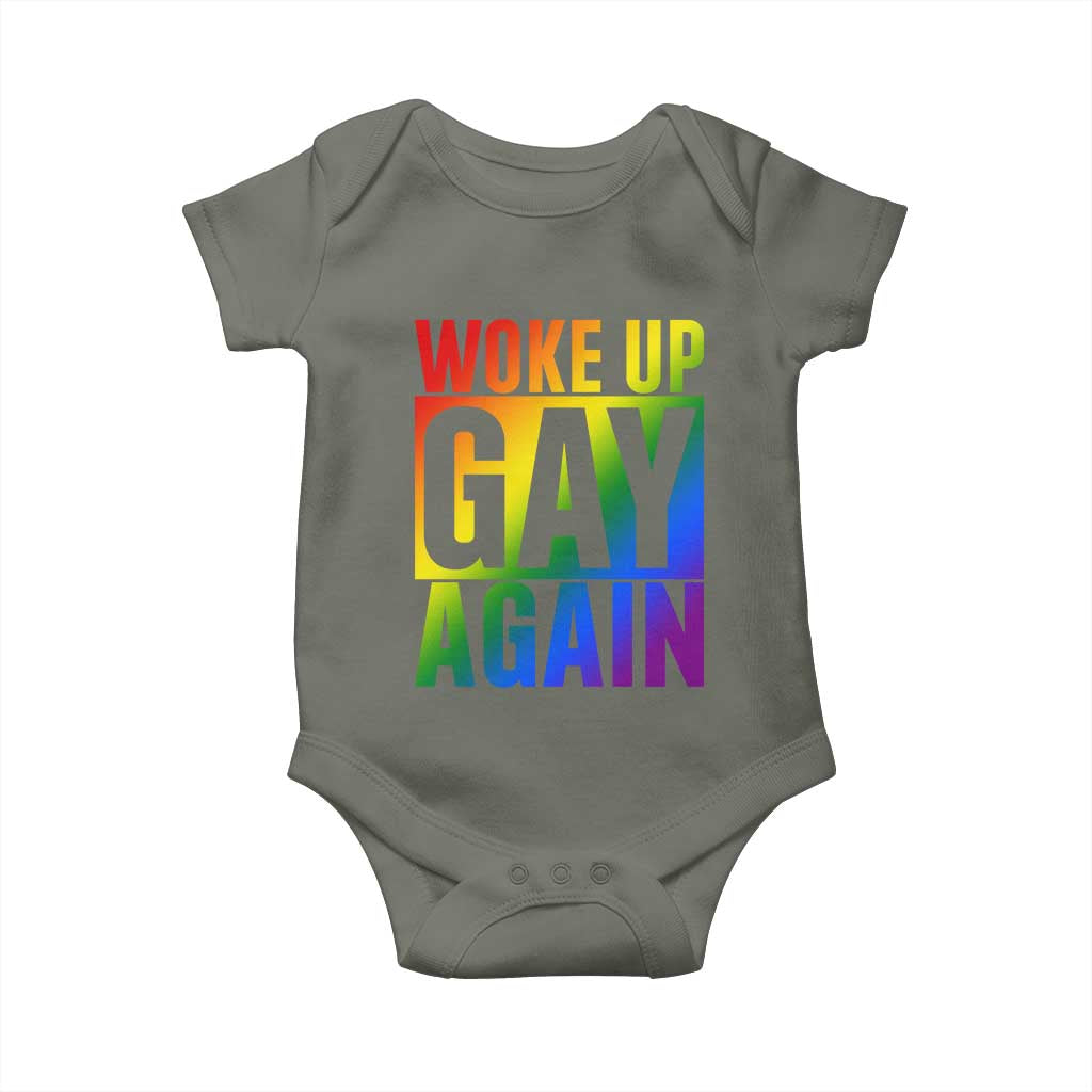 Funny LGBTQ Pride Month Baby Onesie Woke Up Gay Again