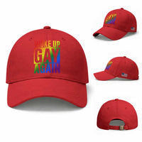 Funny LGBTQ Pride Month Baseball Cap Woke Up Gay Again