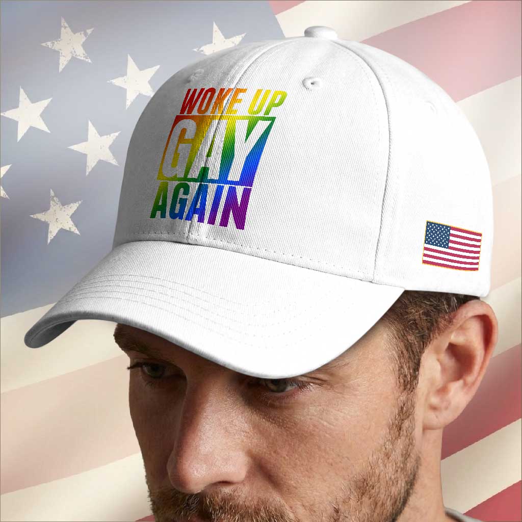 Funny LGBTQ Pride Month Baseball Cap Woke Up Gay Again