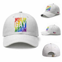Funny LGBTQ Pride Month Baseball Cap Woke Up Gay Again