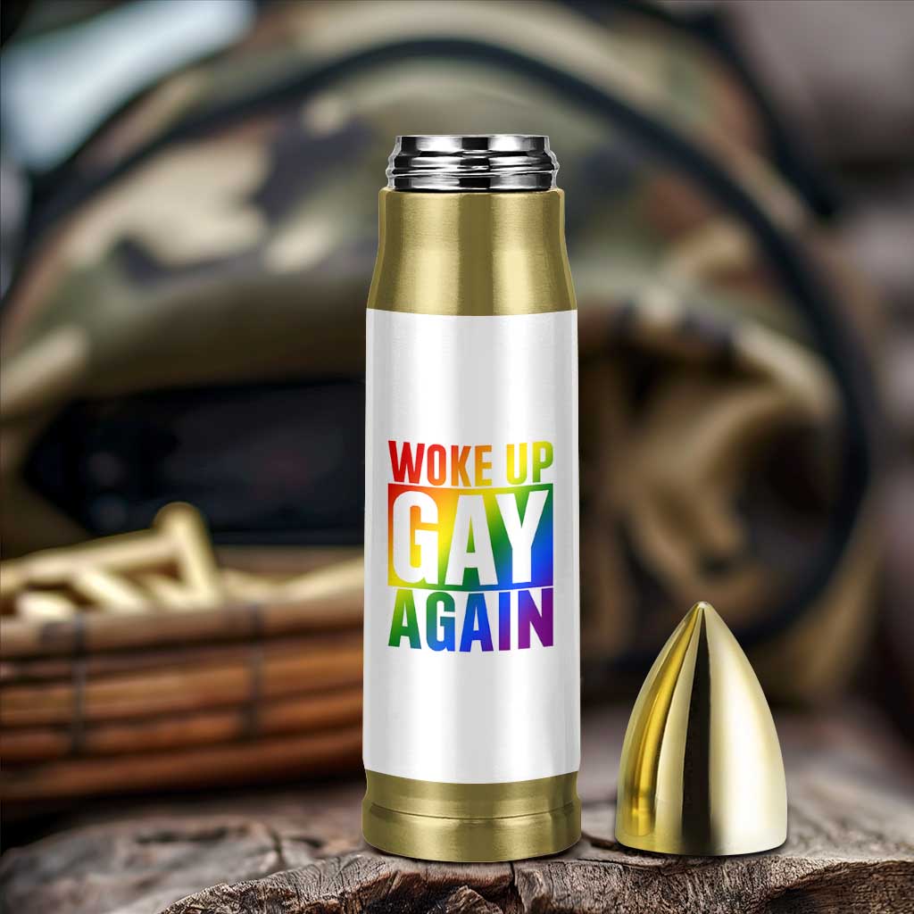 Funny LGBTQ Pride Month Bullet Tumbler Woke Up Gay Again