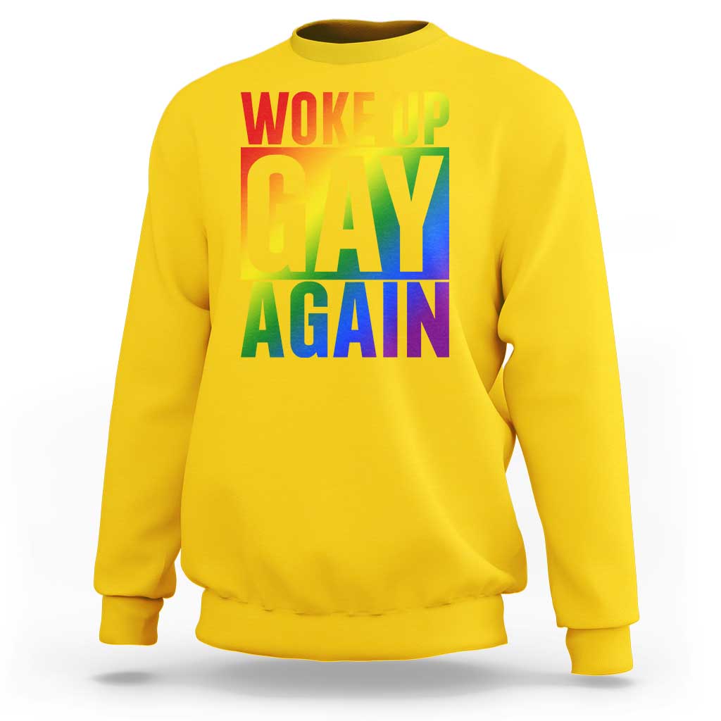 Funny LGBTQ Pride Month Sweatshirt Woke Up Gay Again