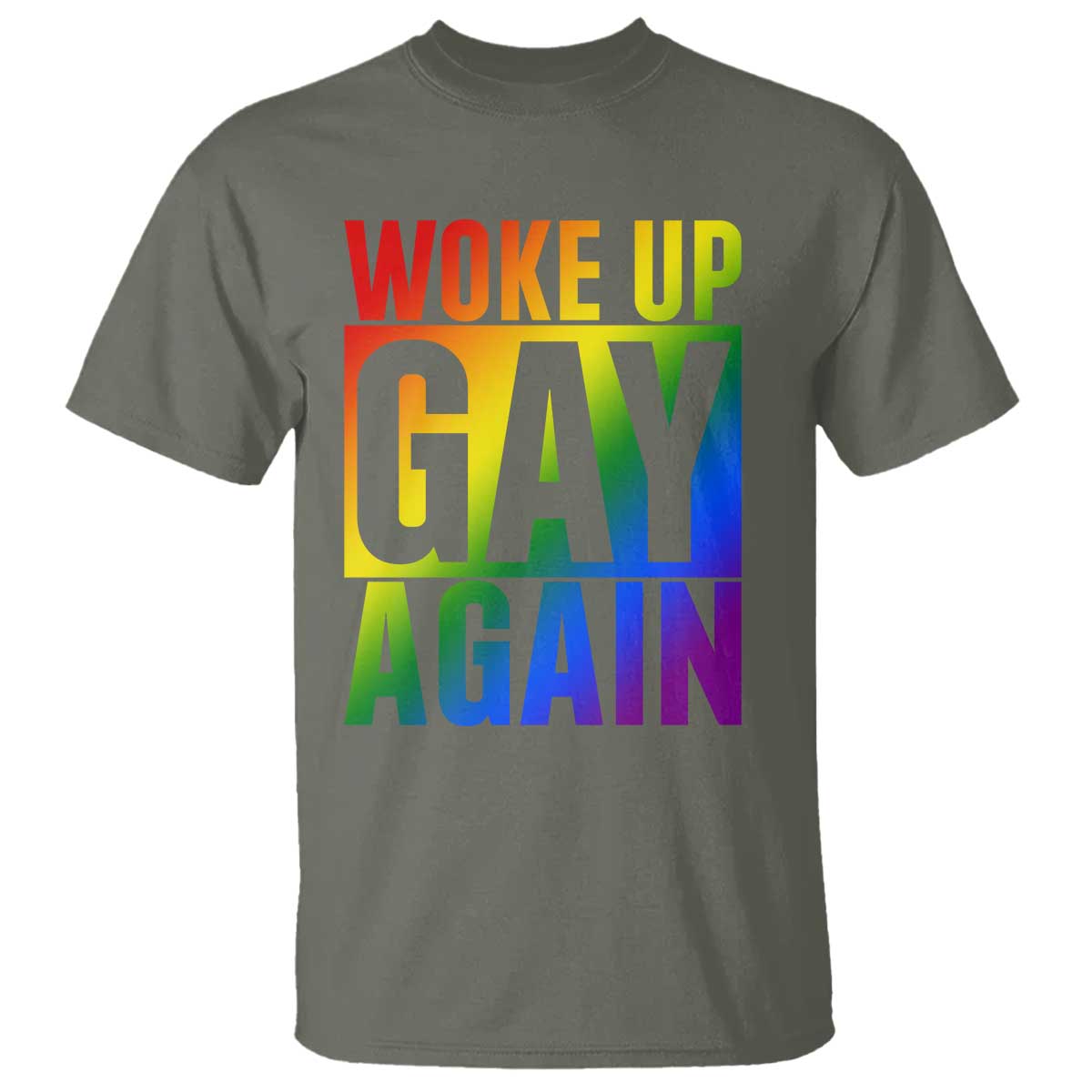 Funny LGBTQ Pride Month T Shirt Woke Up Gay Again