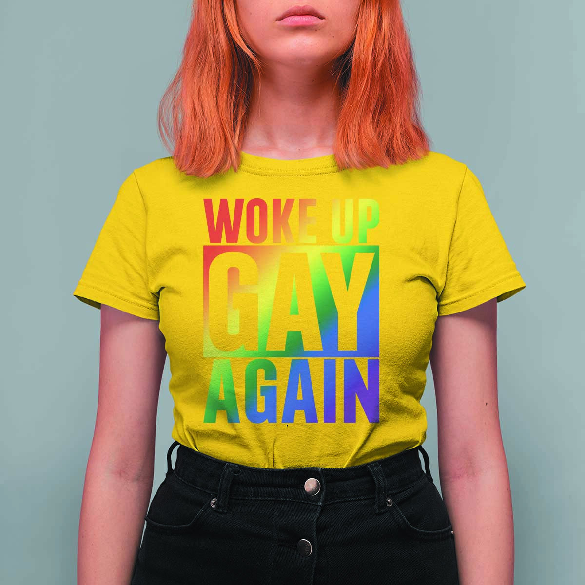 Funny LGBTQ Pride Month T Shirt For Women Woke Up Gay Again
