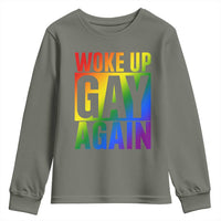 Funny LGBTQ Pride Month Youth Sweatshirt Woke Up Gay Again