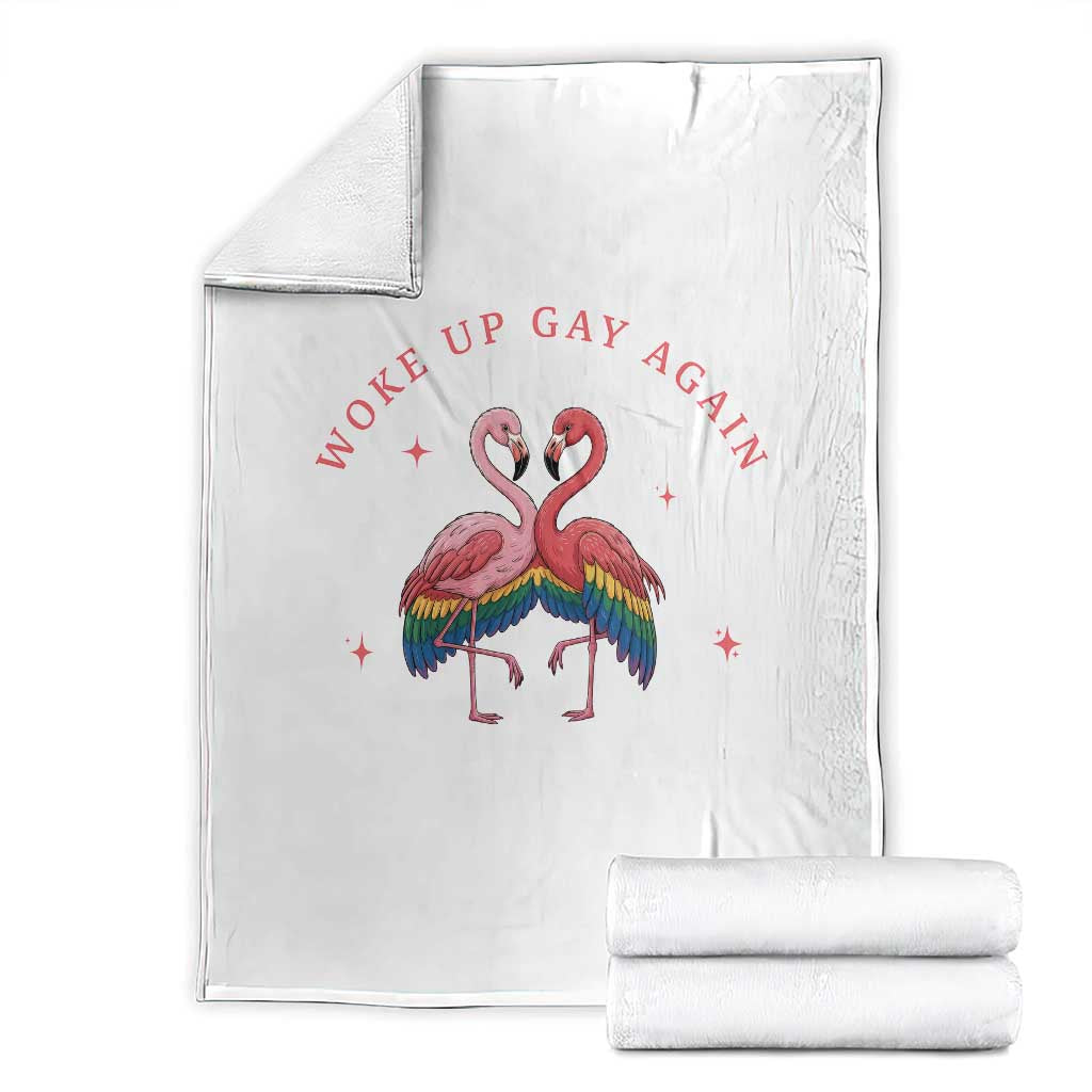 Funny Flamingos Woke Up Gay Again Throw Blanket Gift For Queer Bird Lovers